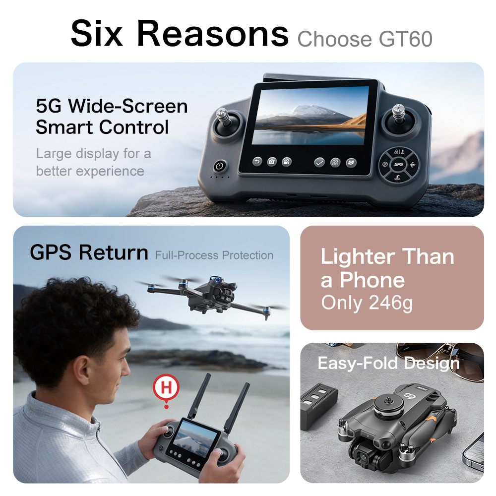 Nuevo Dron GPS GT60 con Fotogr - Drone Photogrammetry reseña y precio